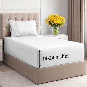 imageExtra Deep Pockets 400 Thread Count 100 Cotton 4 Piece Queen Size Bedding Sheet Set  Breathable ampamp Cooling  Hotel Luxury Bed Sheets Set  Extra Soft Wrinkle Free ampamp Comfy White Bedding Sheets Set01  White