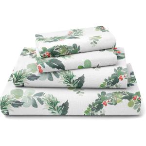imageFlannel Christmas Sheets  100 Cotton Flannel Sheets  Queen Size Sheets  Extra Soft ampamp Cozy  Thick Warm Heavyweight Winter Sheets  Christmas Trees Deep Pocket Holiday Sheets for Women Men ampamp Kids07  Wreaths