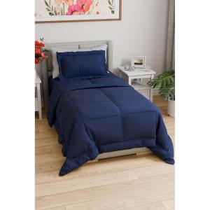 imageFull Comforter Set  3 Piece Bed Set for All Seasons  1 Soft Quilted Comforter w Corner Tabs ampamp 2 Pillow Shams  Comfy Cozy ampamp Breathable  Premium Down Duvet Insert  OekoTEX  Full Size Dark GreyNavy Blue