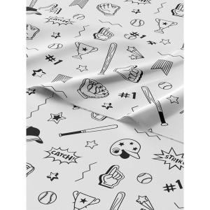 imageKids Baseball Queen 4 Piece Sheet Set  Boys Girls Teens Toddler  Easy Fit Deep Pockets  Breathable Hotel Quality Bedding Sheets  Machine Washable  Wrinkle Free  Cute Cozy Soft  CGK Linens06  Baseball Black