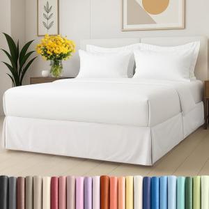 imagePleated Bed Skirt Queen Size  3 Sided Pleated Bed Skirt Queen  UltraSoft Easy Fit with 12 Inch Tailored Drop  Hotel Quality Wrinkle Free ampamp Fade Resistant  for Women Men Kids ampamp Teens  White