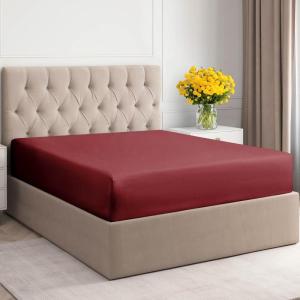 imageQueen 400 Thread Count Cotton Fitted Sheet  Hotel Quality 100 Cotton  Soft ampamp Wrinkle Free  Deep Pockets  Fits Mattress Perfectly with No PopOff Elastic  One Fitted Bottom Sheet Only  Burgundy15  Burgundy