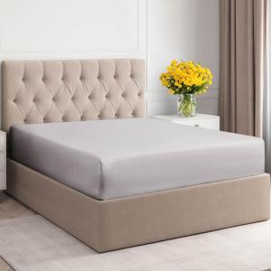 imageQueen 400 Thread Count Cotton Fitted Sheet  Hotel Quality 100 Cotton  Soft ampamp Wrinkle Free  Deep Pockets  Fits Mattress Perfectly with No PopOff Elastic  One Fitted Bottom Sheet Only  Burgundy03  Light Grey