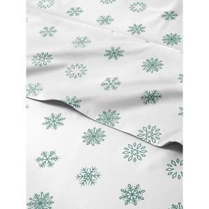 imageQueen Christmas Buffalo Plaid BampampW Sheet Set  Holiday Xmas Pattern Bedding Set  Deep Pockets  Snug Fit  4 Piece  Wrinkle Free  Comfy Festive Winter  Holiday Sheets for Women Men Kids ampamp Teens44  Green Snowflakes