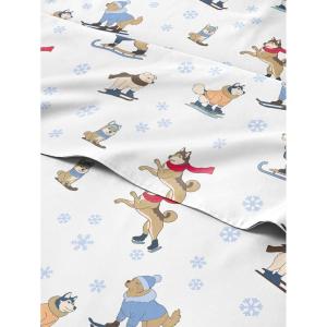 imageQueen Christmas Buffalo Plaid BampampW Sheet Set  Holiday Xmas Pattern Bedding Set  Deep Pockets  Snug Fit  4 Piece  Wrinkle Free  Comfy Festive Winter  Holiday Sheets for Women Men Kids ampamp Teens39  Ski Dogs