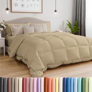 imageTwin Size Navy Blue Alternative Down Comforter  Warm Lightweight Luxury and Breathable Hotel Quality Bedding Set  All Season Fluffy and Cozy Oversized Cooling Microfiber Duvet Insert Comforter06  Beige
