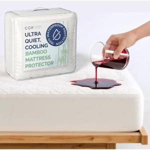 imageWaterproof Cooling Mattress Protector Queen Size  Viscose Made from Bamboo Mattress Cover  Fits 16quot Deep  Fitted Sheet Style ampamp Stretchable Pockets  Noiseless Comfy Breathable  60 x 80  White