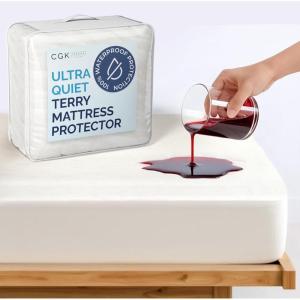 imageWaterproof Mattress Protector Queen Size  Premium Fitted Terry Cover  Noiseless Soft Cooling ampamp Breathable  Secure Fit up to 16 Deep Pockets  Durable Machine Washable and WrinkleFree  WhiteWhite