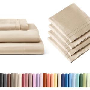 imageWheat 3Piece Sheet Set ampamp Pillowcase Bedding Bundle Twin XL Size  Complete Twin XL Sheet Set ampamp 4 Pillowcases with Deep Pockets up to 16 inches  Hotel Luxury Quality  Soft Breathable ampamp Cooling