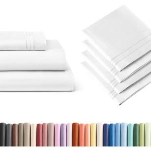 imageWhite 3Piece Sheet Set ampamp Pillowcase Bedding Bundle Twin XL Size  Complete Twin XL Sheet Set ampamp 4 Pillowcases with Deep Pockets up to 16 inches  Hotel Luxury Quality  Soft Breathable ampamp Cooling