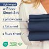 image3 Piece Bed Sheet Set Twin Size  Comfy Breathable ampamp Cooling  UltraSoft Cozy Bedding Set w 816 Inch Deep Pockets  1 Flat ampamp 1 Fitted Sheet ampamp 1 Pillowcase  Wrinkle Free ampamp Fade Resistant  Wheat05  Navy Blue