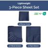 image3 Piece Bed Sheet Set Twin Size  Comfy Breathable ampamp Cooling  UltraSoft Cozy Bedding Set w 816 Inch Deep Pockets  1 Flat ampamp 1 Fitted Sheet ampamp 1 Pillowcase  Wrinkle Free ampamp Fade Resistant  Wheat05  Navy Blue
