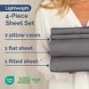 image3 Piece Bed Sheet Set Twin Size  Comfy Breathable ampamp Cooling  UltraSoft Cozy Bedding Set w 816 Inch Deep Pockets  1 Flat ampamp 1 Fitted Sheet ampamp 1 Pillowcase  Wrinkle Free ampamp Fade Resistant  Wheat03  Dark Grey
