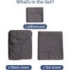 imageBamboo Sheets Full Size  Cooling Sheets for Full  100 Rayon Derived from Bamboo  Ultra Soft Breathable ampamp Hotel Luxury Bedding  1 Flat ampamp 1 Fitted ampamp 2 Pillowcases w 16 Inch Deep Pockets  White03  Dark Grey