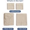 imageBamboo Sheets Full Size  Cooling Sheets for Full  100 Rayon Derived from Bamboo  Ultra Soft Breathable ampamp Hotel Luxury Bedding  1 Flat ampamp 1 Fitted ampamp 2 Pillowcases w 16 Inch Deep Pockets  White05  Wheat