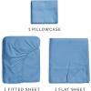 imageCGK Unlimited Queen Size Bed Sheets Cooling ampamp Breathable 60 Polyester 40 Rayon Derived from Bamboo Super Soft Comfy Sheets for Hot Sleepers to Stay Cool Queen Light Grey07  Denim Blue