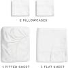imageCGK Unlimited Queen Size Bed Sheets Cooling ampamp Breathable 60 Polyester 40 Rayon Derived from Bamboo Super Soft Comfy Sheets for Hot Sleepers to Stay Cool Queen Light Grey01  White