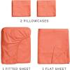 imageCGK Unlimited Queen Size Bed Sheets Cooling ampamp Breathable 60 Polyester 40 Rayon Derived from Bamboo Super Soft Comfy Sheets for Hot Sleepers to Stay Cool Queen Light Grey15  Coral