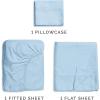 imageCGK Unlimited Queen Size Bed Sheets Cooling ampamp Breathable 60 Polyester 40 Rayon Derived from Bamboo Super Soft Comfy Sheets for Hot Sleepers to Stay Cool Queen Light Grey06  Baby Blue