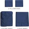 imageCGK Unlimited Queen Size Bed Sheets Cooling ampamp Breathable 60 Polyester 40 Rayon Derived from Bamboo Super Soft Comfy Sheets for Hot Sleepers to Stay Cool Queen Light Grey09  Navy Blue