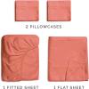 imageCGK Unlimited Queen Size Bed Sheets Cooling ampamp Breathable 60 Polyester 40 Rayon Derived from Bamboo Super Soft Comfy Sheets for Hot Sleepers to Stay Cool Queen Light Grey15  Coral