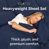 imageExtra Thick Heavyweight Full Size 4 Piece Sheet Set  High End Super Luxury Bed Set  Premium Heavyweight Hotel Quality Sheets with Deep Pockets  EasyFit  UltraSoft Warm and Wrinkle Free  Black05  Navy Blue