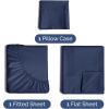 imageExtra Thick Heavyweight Full Size 4 Piece Sheet Set  High End Super Luxury Bed Set  Premium Heavyweight Hotel Quality Sheets with Deep Pockets  EasyFit  UltraSoft Warm and Wrinkle Free  Black05  Navy Blue