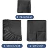 imageExtra Thick Heavyweight Full Size 4 Piece Sheet Set  High End Super Luxury Bed Set  Premium Heavyweight Hotel Quality Sheets with Deep Pockets  EasyFit  UltraSoft Warm and Wrinkle Free  Black06  Black