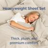 imageExtra Thick Heavyweight Full Size 4 Piece Sheet Set  High End Super Luxury Bed Set  Premium Heavyweight Hotel Quality Sheets with Deep Pockets  EasyFit  UltraSoft Warm and Wrinkle Free  Black04  Wheat