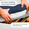 imageRV King Size Sheet Set 72 x 80  4 Piece RV King Bed Sheets  Soft Breathable and Cooling  Designed for Bunks Trailers ampamp Campers  Fits 8 to 10quot Mattress  Luxury Bedding ampamp Wrinkle Free  WhiteNavy Blue