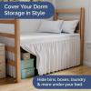 imageWrap Around Dorm Room Bed Skirt  For Twin XL Size Beds w 32 Inch Drop  Extra Long Dust Ruffled College Bedskirt with Split Corners  Easy Fit Elastic Strap  Adjustable Fade ampamp Wrinkle Free  WhiteWhite