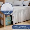 imageWrap Around Dorm Room Bed Skirt  For Twin XL Size Beds w 32 Inch Drop  Extra Long Dust Ruffled College Bedskirt with Split Corners  Easy Fit Elastic Strap  Adjustable Fade ampamp Wrinkle Free  WhiteWhite