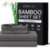 imageCGK Unlimited Queen Size Bed Sheets Cooling ampamp Breathable 60 Polyester 40 Rayon Derived from Bamboo Super Soft Comfy Sheets for Hot Sleepers to Stay Cool Queen Light Grey03  Dark Grey