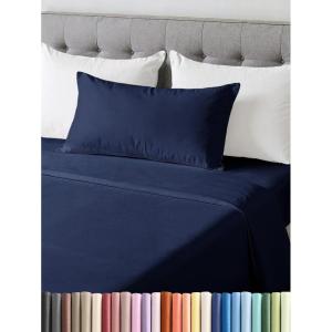 image3 Piece Bed Sheet Set Twin Size  Comfy Breathable ampamp Cooling  UltraSoft Cozy Bedding Set w 816 Inch Deep Pockets  1 Flat ampamp 1 Fitted Sheet ampamp 1 Pillowcase  Wrinkle Free ampamp Fade Resistant  Wheat05  Navy Blue