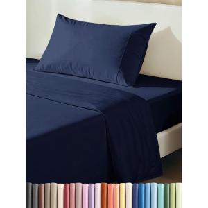 imageExtra Thick Heavyweight Full Size 4 Piece Sheet Set  High End Super Luxury Bed Set  Premium Heavyweight Hotel Quality Sheets with Deep Pockets  EasyFit  UltraSoft Warm and Wrinkle Free  Black05  Navy Blue