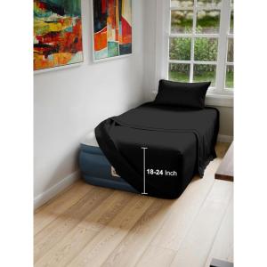 imageAir Mattress Sheet Set for Twin Size  3 Piece Breathable ampamp Cooling Sheets w Extra Deep Pockets  Fits Inflatable ampamp Blow Up Air Mattresses Up to 24 Inches Thick  Ultra Soft ampamp Wrinkle Free  White04  Black