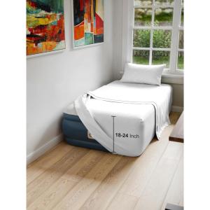 imageAir Mattress Sheet Set for Twin Size  3 Piece Breathable ampamp Cooling Sheets w Extra Deep Pockets  Fits Inflatable ampamp Blow Up Air Mattresses Up to 24 Inches Thick  Ultra Soft ampamp Wrinkle Free  White01  White