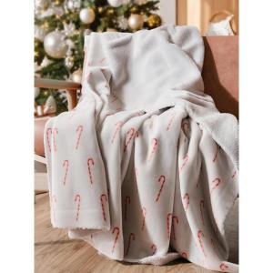 imageChristmas Sherpa Blanket Throw Size  Reversible Sherpa Fleece Blanket  Super Soft Double Sided Throw for Bed Sofa Couch  Thick Warm Cozy ampamp Plush  Xmas Winter Bedding  Christmas Trees 50x6004  Candy Cane