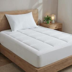 imageMattress Pad Queen Size  Quilted Fitted Mattress Protector  Cotton Pillow Top Cover w 816quot Deep Pockets  Thick Comfy ampamp Plush  Cooling Breathable ampamp Noiseless  Machine Washable  60 x 80WhiteWhite