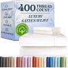 image400 Thread Count Cotton Sheet Set  Cal King Size 100 Cotton Sheets  Easily Fits 8quot to 16quot Mattress  SilkySoft Wrinkle Free ampamp Comfortable  Deep Pockets ampamp Hotel Quality Bedding Set  Light Grey01  White