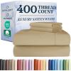 image400 Thread Count Cotton Sheet Set  Cal King Size 100 Cotton Sheets  Easily Fits 8quot to 16quot Mattress  SilkySoft Wrinkle Free ampamp Comfortable  Deep Pockets ampamp Hotel Quality Bedding Set  Light Grey09  Beige