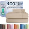 image400 Thread Count Cotton Sheet Set  Cal King Size 100 Cotton Sheets  Easily Fits 8quot to 16quot Mattress  SilkySoft Wrinkle Free ampamp Comfortable  Deep Pockets ampamp Hotel Quality Bedding Set  Light Grey07  Cream