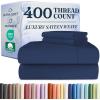 image400 Thread Count Cotton Sheet Set  Cal King Size 100 Cotton Sheets  Easily Fits 8quot to 16quot Mattress  SilkySoft Wrinkle Free ampamp Comfortable  Deep Pockets ampamp Hotel Quality Bedding Set  Light Grey13  Navy Blue
