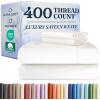 image400 Thread Count Cotton Sheet Set  Cal King Size 100 Cotton Sheets  Easily Fits 8quot to 16quot Mattress  SilkySoft Wrinkle Free ampamp Comfortable  Deep Pockets ampamp Hotel Quality Bedding Set  Light Grey01  White
