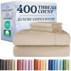 image400 Thread Count Cotton Sheet Set  Cal King Size 100 Cotton Sheets  Easily Fits 8quot to 16quot Mattress  SilkySoft Wrinkle Free ampamp Comfortable  Deep Pockets ampamp Hotel Quality Bedding Set  Light Grey07  Cream