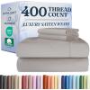 image400 Thread Count Cotton Sheet Set  Cal King Size 100 Cotton Sheets  Easily Fits 8quot to 16quot Mattress  SilkySoft Wrinkle Free ampamp Comfortable  Deep Pockets ampamp Hotel Quality Bedding Set  Light Grey03  Light Grey
