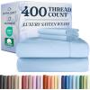 image400 Thread Count Cotton Sheet Set  Cal King Size 100 Cotton Sheets  Easily Fits 8quot to 16quot Mattress  SilkySoft Wrinkle Free ampamp Comfortable  Deep Pockets ampamp Hotel Quality Bedding Set  Light Grey11  Baby Blue