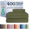 image400 Thread Count Cotton Sheet Set  Cal King Size 100 Cotton Sheets  Easily Fits 8quot to 16quot Mattress  SilkySoft Wrinkle Free ampamp Comfortable  Deep Pockets ampamp Hotel Quality Bedding Set  Light Grey17  Sage Green