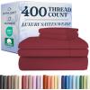 image400 Thread Count Cotton Sheet Set  Cal King Size 100 Cotton Sheets  Easily Fits 8quot to 16quot Mattress  SilkySoft Wrinkle Free ampamp Comfortable  Deep Pockets ampamp Hotel Quality Bedding Set  Light Grey15  Burgundy