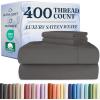 image400 Thread Count Cotton Sheet Set  Cal King Size 100 Cotton Sheets  Easily Fits 8quot to 16quot Mattress  SilkySoft Wrinkle Free ampamp Comfortable  Deep Pockets ampamp Hotel Quality Bedding Set  Light Grey05  Dark Grey